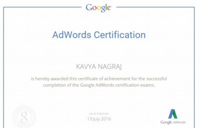 Kavya Adwords Certification