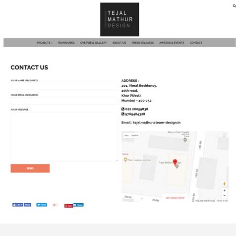 tejal website screenshot